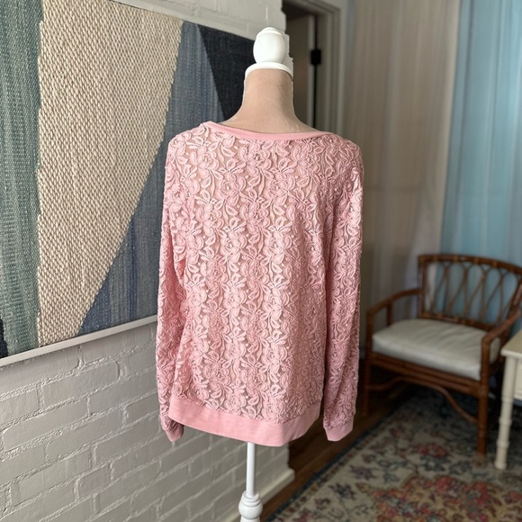 Cato Pink Lacey Floral Pullover Sweater - Picture 7 of 8
